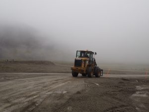 In the winters contractors spend as many as 14 hours a day keeping roads linking the air strip and radar clear of snow (Photo by Zachariah Hughes, Alaska Public Media - Anchorage)