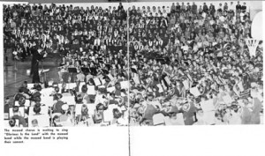 Music Festival Massed Band. Photo from 1958 AHS Yearbook