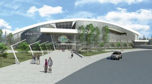 A conceptual image of the Alaska Airlines Center. Image from Alaska Airlines.