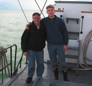 82-year-0ld Charles “Chuck” Baker, left, died Tuesday after an ammonia leak aboard his vessel in Sitka the day before. Baker’s wife, Reona, credits their grandson Steven, pictured at right, with helping get others away from the ammonia and preventing further injury. (Photo provided)