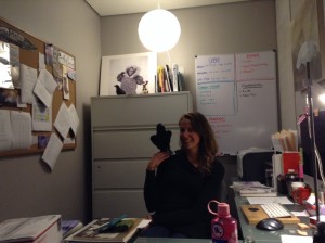 Anchorage Museum curator Carolyn Kozak. And her raven.
