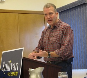 US Senate candidate Dan Sullivan campaigned in Bethel October 17, 2014. Photo by Ben Matheson / KYUK.