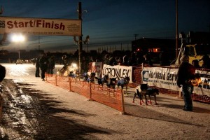 A musher leaves the starting line of the 2011 K300 sled dog race. (Photo from the K300 Facebook page)