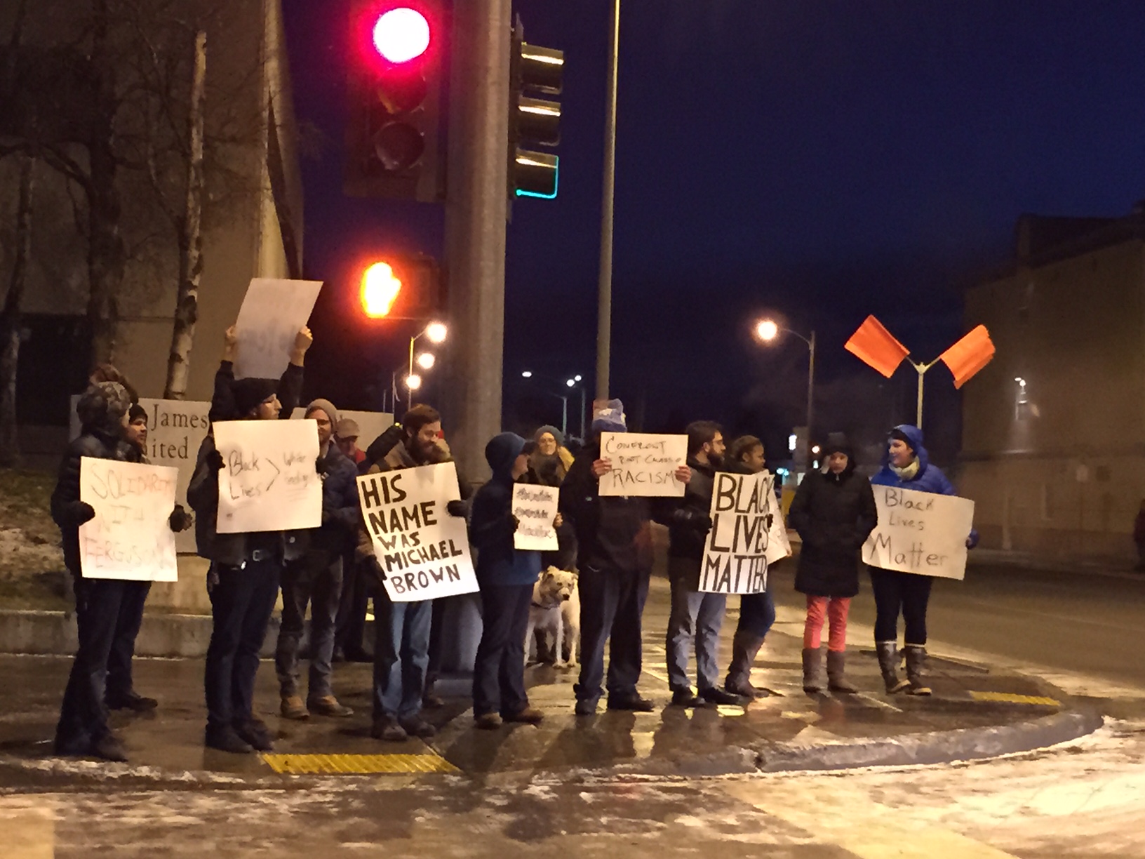 Anchorage Michael Brown solidarity demonstrators