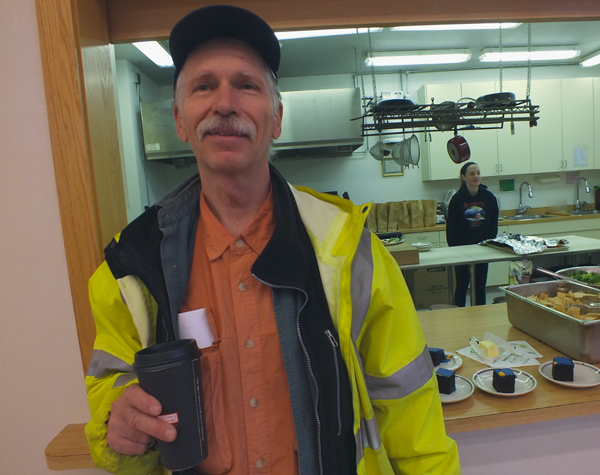 Mike Ricker is a long-term resident of the Glory Hole, Juneau’s nonprofit homeless shelter, which was damaged by a flood last weekend. (Photo by Casey Kelly/KTOO)