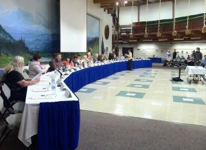 The meeting between members of the North Pole and Fairbanks city councils and the Fairbanks North Star Borough Assembly was the first such local intergovernmental meeting of its kind, says Assemblyman Karl Kassel. (Credit Tim Ellis/KUAC)