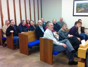 Ketchikan Gateway Borough officials attend Friday’s hearing in Judge William Carey’s courtroom.