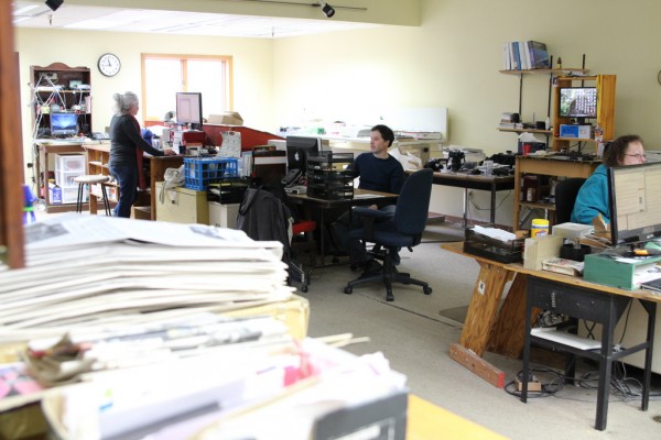 The Sitka Sentinel is a daily paper that serves a community of 9,000, which owner Thad Poulson considers “extraordinary.” “Sitka has the advantage of its isolation. It’s a good newspaper town.” (Emily Kwong/KCAW photo)