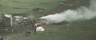 Steam issues from the geothermal test well drilled at Makushin Volcano in the 1980s. (Courtesy: KSLC)
