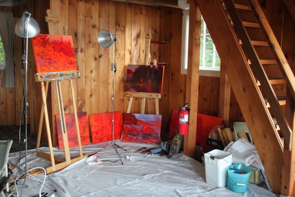 Baltuck says she’ll leave an easel for other artists this summer. (Photo by Lisa Phu/KTOO)