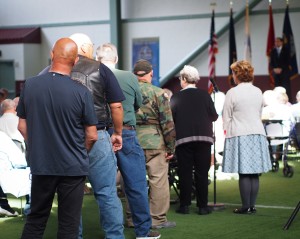 Dozens of people lined up during Thursday's listening session to speak on concerns and experiences with the VA. Though overwhelmingly critical, many laid out positive experiences receiving care in Alaska. (Photo: Jillian Rogers)