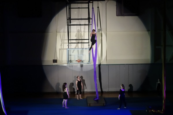 Nearly 100 Sitkans are learning to fly on aerial silks. Sitka Cirque performed before a sold out crowd in May. (Mike Hicks/KCAW photo)