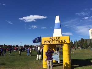 Protesters constructed the "Polar Profiteer" to oppose offshore drilling in the Arctic. Hillman/KSKA