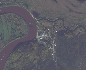The man jumped from a boat upriver of Shageluk. Image from Bing Maps.