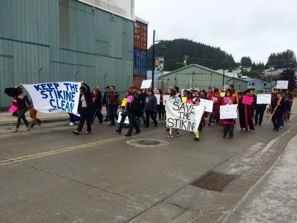 A protest in Wrangell on Sunday, August 2, 2015. (Katarina Sostaric/KSTK)
