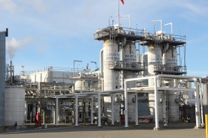 When gas arrives at the plant, it is first "dried" to remove liquids and impurities. (Rachel Waldholz/APRN)