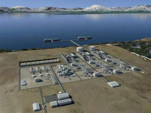 This illustration shows what a liquefaction plant could look like. (Source: Alaska LNG)