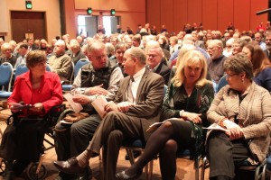 Around 400 people attended the celebration of life for Mayor Greg Fisk, including Gov. Bill Walker, First Lady Donna Walker, Juneau state lawmakers and Juneau Assembly members. (Photo by Lisa Phu/KTOO)