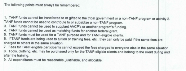 TANF fund commandments