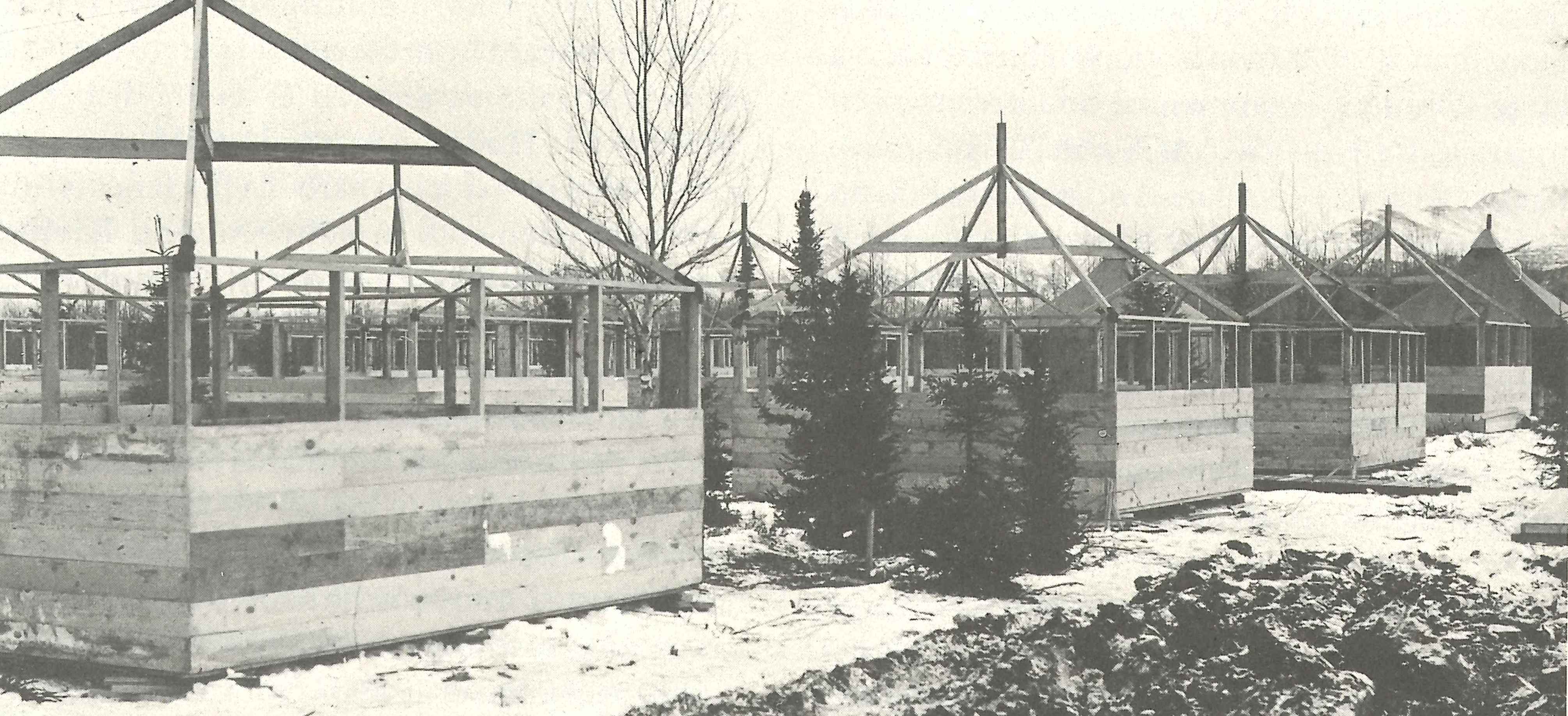 Camp construction at Fort Richardson, 1942 (Courtesy of Dr. Morgan Blanchard, Northern Land Use Research Alaska)