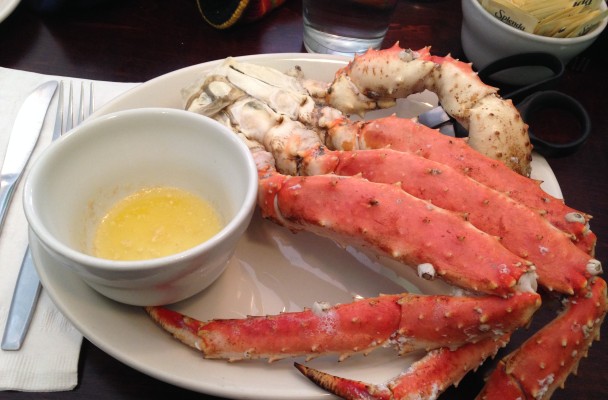 A crab leg meal (Photo by Laura Kraegel, KNOM - Nome)