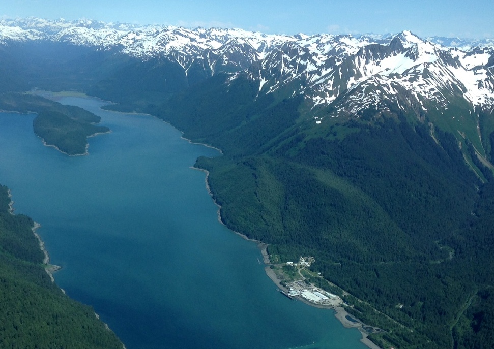 Excursion Inlet from the air. (Photo by Janine Allen, KHNS - Haines)
