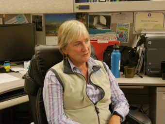 Margie Thomson in her office on Aug 8. (Photo by Quinton Chandler, KTOO - Juneau)