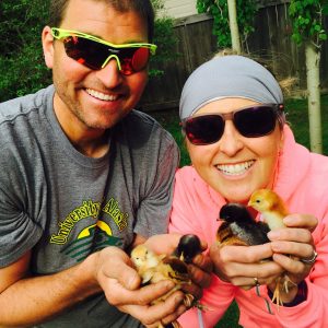 Holly, seen here with her husband Rob Whitney and their new baby chicks