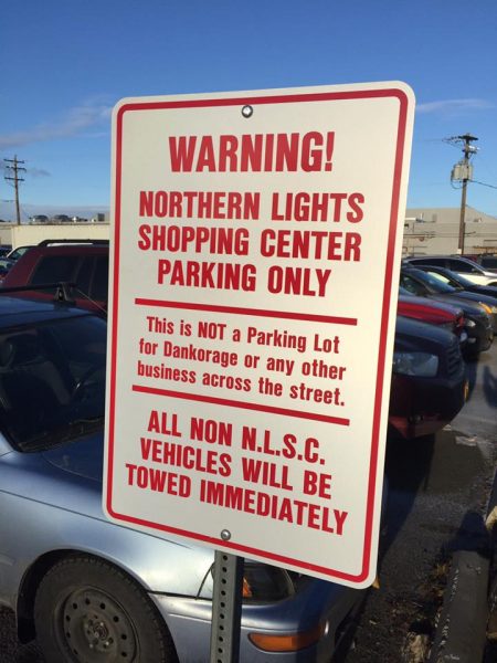 A sign about parking for Dankorage, which is dealing with many of the same Title 21 issues as other area businesses rushing to open (Image via Facebook)