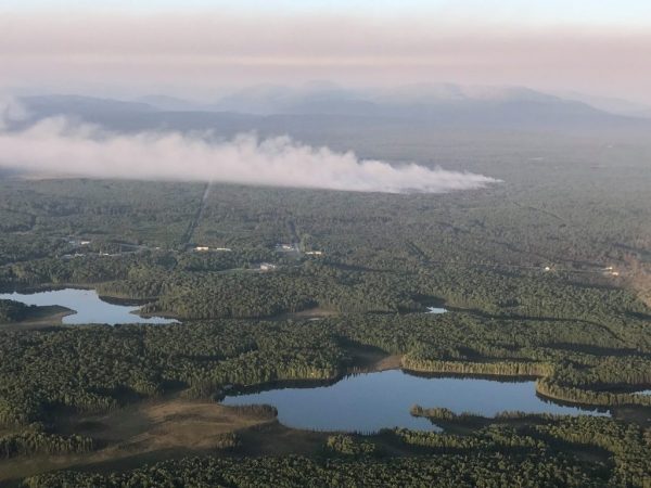 Aerial view of the Montana Creek Fire on Wednesday night. (Photo by Katie Writer, KTNA - Talkeetna)
