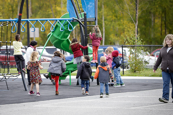 students playing at a playground