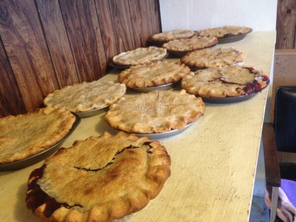 Pies on a table
