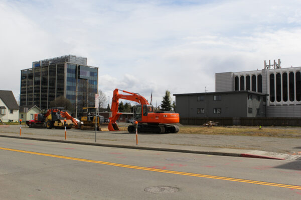 Prep begins for new construction on the corner of 8th Street and K Street.