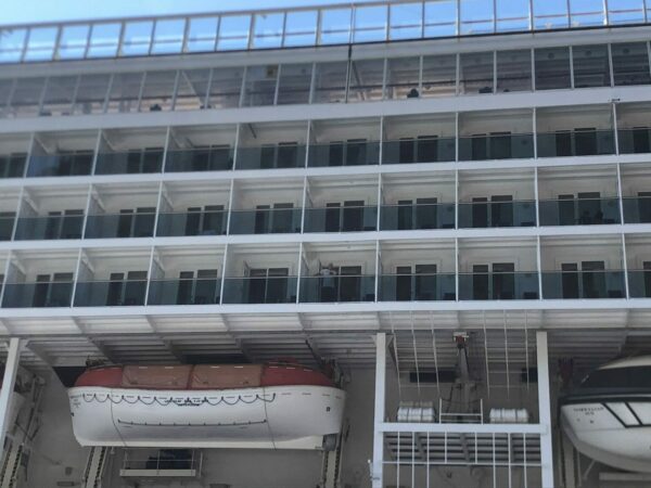 the side of a cruise ship