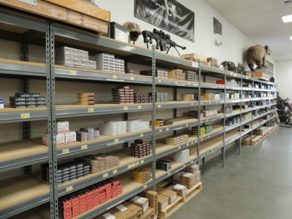 ammunition stacked on shelves